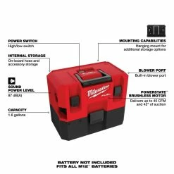 Milwaukee M12 FUEL 1.6 Gallon Wet/Dry Vacuum Bare Tool -Cheap Power Tools Store 03c587b3 8eb7 412c a4e8 97ca17219893 7