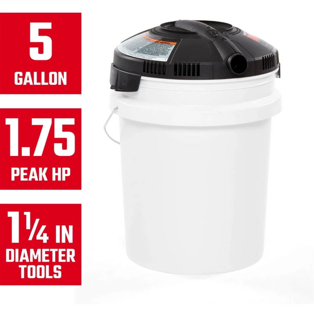 Craftsman Powerhead Bucket Wet/Dry Vacuum 5 Gallon 120V 1.75HP 5 Craftsman Powerhead Bucket Wet/Dry Vacuum 5 Gallon 120V 1.75HP - Image 3