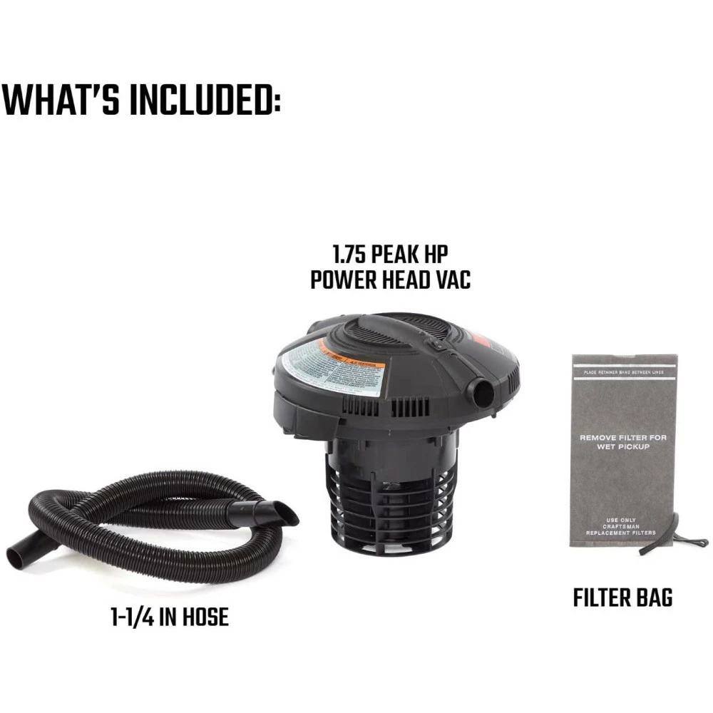 Craftsman Powerhead Bucket Wet/Dry Vacuum 5 Gallon 120V 1.75HP 7 Craftsman Powerhead Bucket Wet/Dry Vacuum 5 Gallon 120V 1.75HP - Image 5