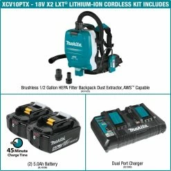 Makita 18V X2 LXT 36V 1/2 Gallon HEPA Backpack Dry Dust Extractor Kit -Cheap Power Tools Store 4D1F8269 06C2 46C3 B420 413AB6908C77 7