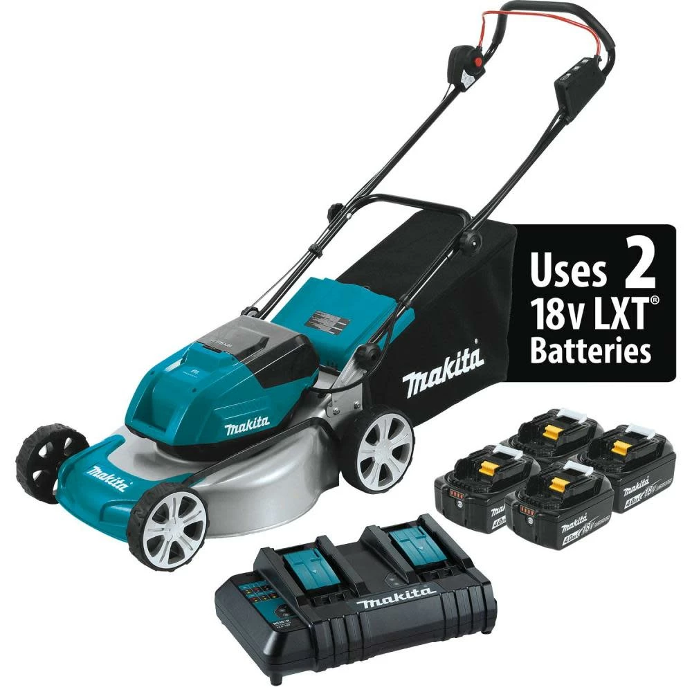 Makita 18V X2 (36V) LXT LithiumIon Brushless Cordless 18" Lawn Mower Kit With 4 Batteries 4.0Ah 3 Makita 18V X2 (36V) LXT LithiumIon Brushless Cordless 18" Lawn Mower Kit With 4 Batteries 4.0Ah