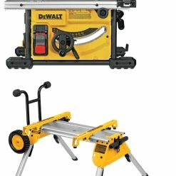 DEWALT 8 1/4" Compact Jobsite Table Saw With Rolling Stand Bundle