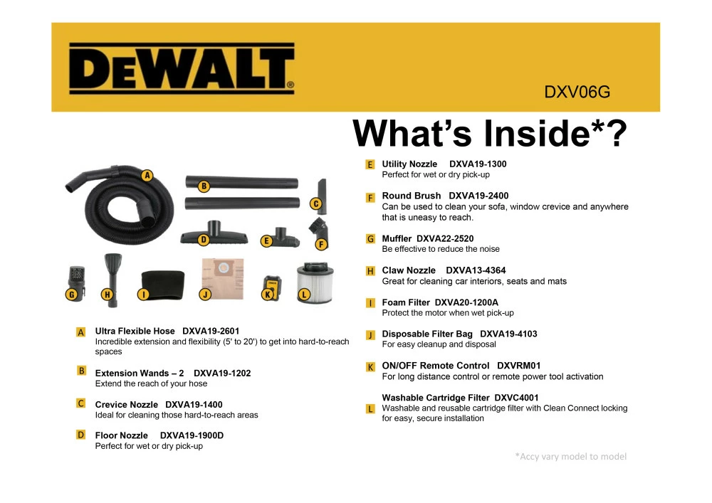 DEWALT 6 Gallon Wall Mounted Wet/Dry Vacuum With Wireless On/off Control 4 DEWALT 6 Gallon Wall Mounted Wet/Dry Vacuum With Wireless On/off Control - Image 2