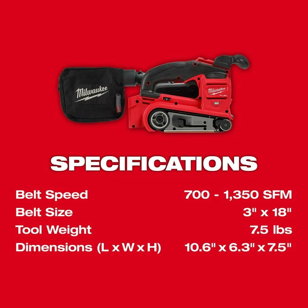 Milwaukee M18 FUEL 3"x18" Belt Sander 10 Milwaukee M18 FUEL 3"x18" Belt Sander - Image 8