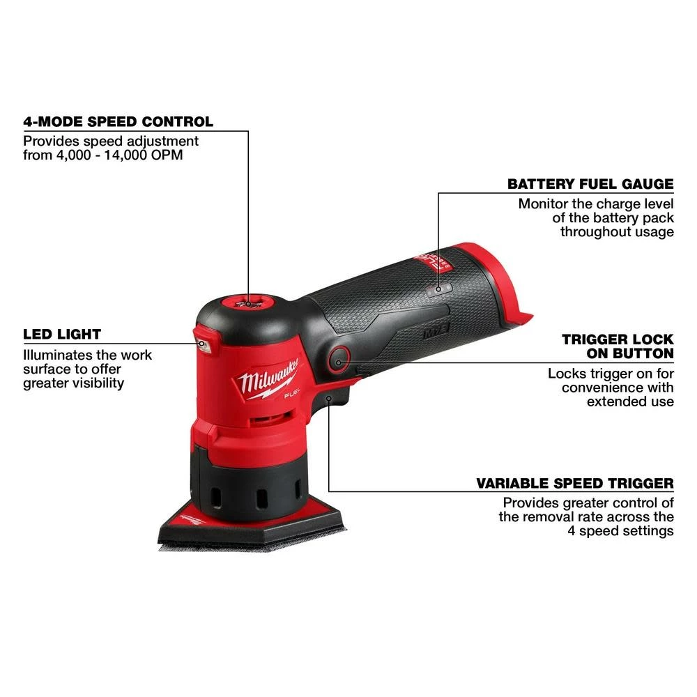Milwaukee M12 FUEL Orbital Detail Sander Bare Tool 10 Milwaukee M12 FUEL Orbital Detail Sander Bare Tool - Image 8